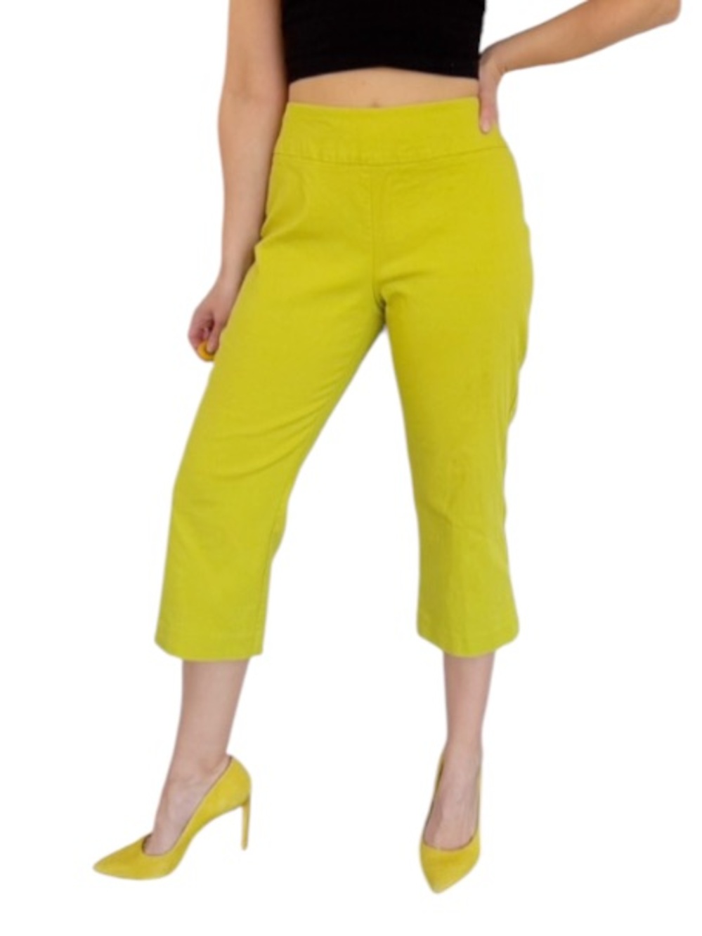 ATTYRE New York chartreuse green stretch pull on capri pants size 10